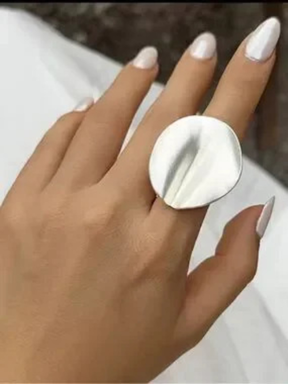 Anthropologie Silver Petal Disc Statement Ring